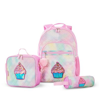 Eazy Kids 17" Set of 5 Backpack w/ Water Bottle, Lunch Box, Lunch Bag and Pencil Case - Sugar Pop Pink