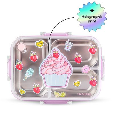 Eazy Kids 17" Set of 5 Backpack w/ Water Bottle, Lunch Box, Lunch Bag and Pencil Case - Sugar Pop Pink