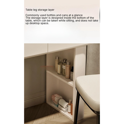 Sleek White Dressing Table Set with Stool and Mirror - Single Drawers 