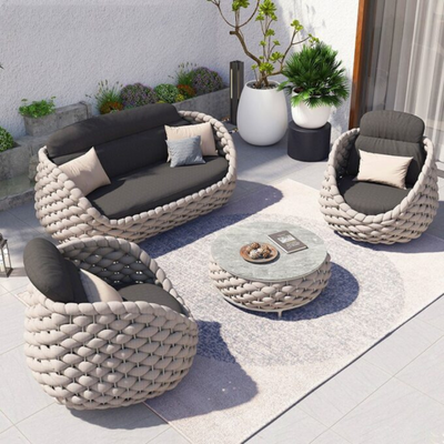 Swin Outdoor Comfort Rope Articles Leisure Terrace Chair Garden Sofas Set for Villa Hotel