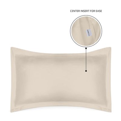 RocketLinen Beige Duvet Cover with 2 Pillow Shams – 400 Thread Count, Button Closure, Corner Ties, Pure Cotton, Sateen Weave – Duvet Cover/Quilt Cover Bedding Set (King)