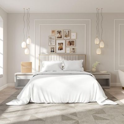 RocketLinen White Duvet Cover with 1 Pillow Sham – 400 Thread Count, Button Closure, Corner Ties, Pure Cotton, Sateen Weave – Duvet Cover/Quilt Cover Bedding Set (Twin/Single)