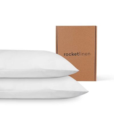 Rocketlinen 400 Threadcount Pillow Cases 100% Cotton Set of Two Sateen Weave Hotel Style (Queen Pillowcases 50x75cm)