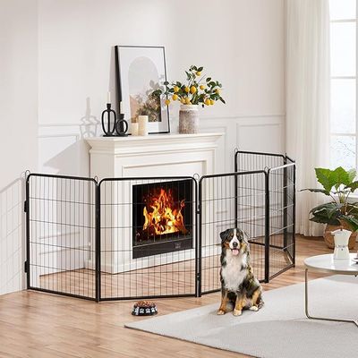Dog Playpen Indoor Outdoor, Metal Pet Exercise Fence, Multiple Configurable Shapes, Heavy Duty Pen for Dogs (Black, 63x63cm, 2)