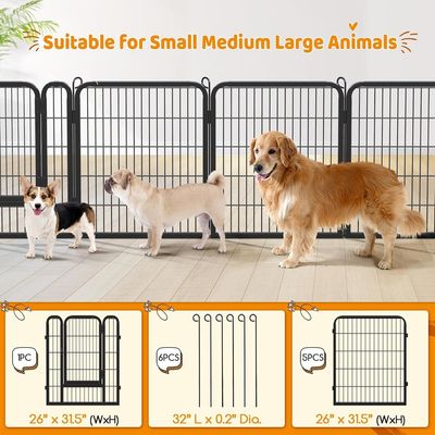 Dog Playpen Indoor Outdoor, Metal Pet Exercise Fence, Multiple Configurable Shapes, Heavy Duty Pen for Dogs (Black, 65x80cm, 6)
