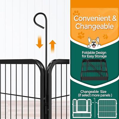 Dog Playpen Indoor Outdoor, Metal Pet Exercise Fence, Multiple Configurable Shapes, Heavy Duty Pen for Dogs (Black, 80x100cm, 6)