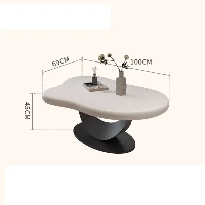 Cloud Coffee Table Set, Modern Living Room Centre Table, White and Black, 100 x 69 x 45 cm, 2-Piece Set Tea Table.