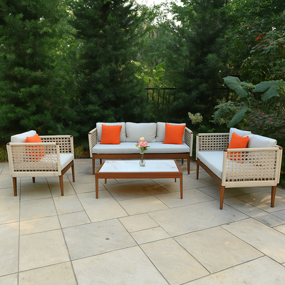 Swin Aluminum Hand Rope 6-Seater Outdoor Garden Furniture Sofa Set