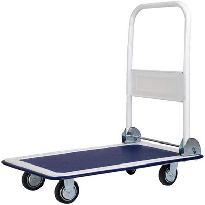 Platform Trolley Cart - 150 Kg, Heavy Duty Trolley with Anti Slip Metal Platform | Trolly with Foldable Handle | 360° Swivel Wheels Trolly Cart for Loading and Moving
