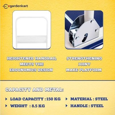 Platform Trolley Cart - 150 Kg, Heavy Duty Trolley with Anti Slip Metal Platform | Trolly with Foldable Handle | 360° Swivel Wheels Trolly Cart for Loading and Moving