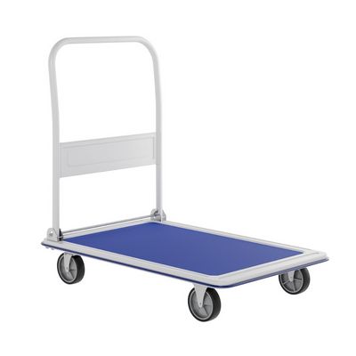 Platform Trolley Cart - 150 Kg, Heavy Duty Trolley with Anti Slip Metal Platform | Trolly with Foldable Handle | 360° Swivel Wheels Trolly Cart for Loading and Moving