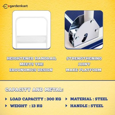 Platform Trolley Cart - 300 Kg, Heavy Duty Trolley with Anti Slip Metal Platform | Trolly with Foldable Handle | 360° Swivel Wheels Trolly Cart for Loading and Moving