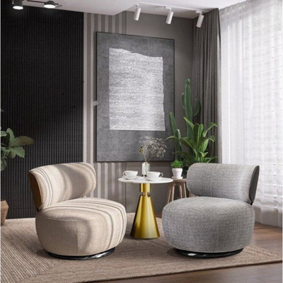 Armless Cozy Swivel Chair - Off White