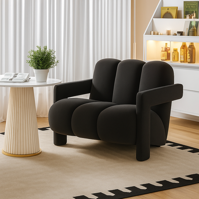 Modern Cloud-Inspired Accent Armchair - Black