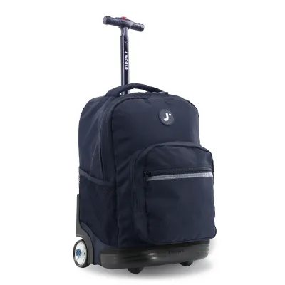 J World New York Sunrise Kids Rolling Backpack - Black
