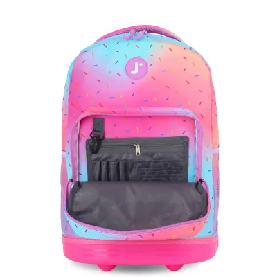 J World New York Sunrise Kids Rolling Backpack - CONFETTI