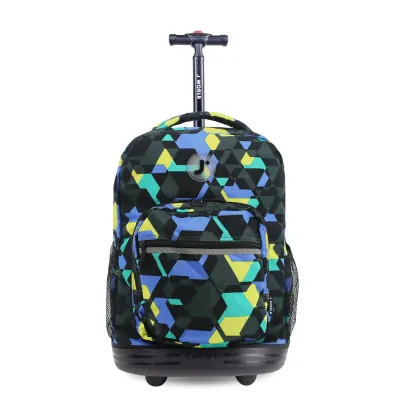 J World New York Sunrise Kids Rolling Backpack - Cubes