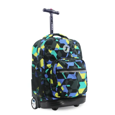 J World New York Sunrise Kids Rolling Backpack - Cubes