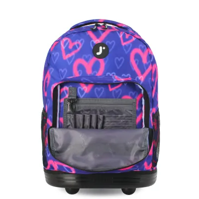 J World New York Sunrise Kids Rolling Backpack - HEART SPRAY