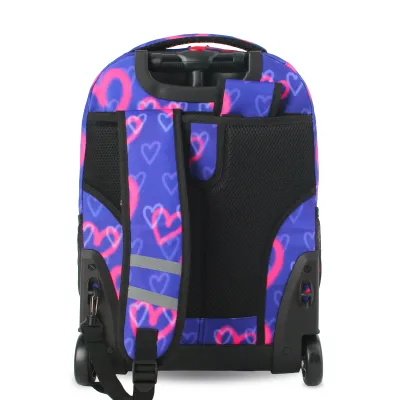 J World New York Sunrise Kids Rolling Backpack - Heart Spray