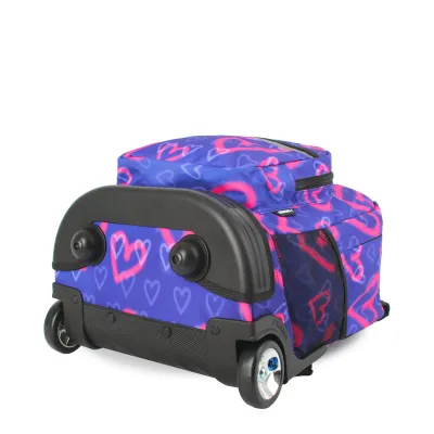 J World New York Sunrise Kids Rolling Backpack - Heart Spray