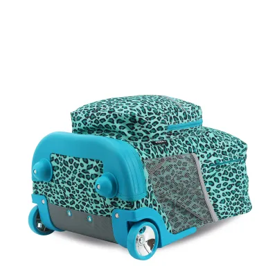 J World New York Sunrise Kids Rolling Backpack - MINT LEOPARD