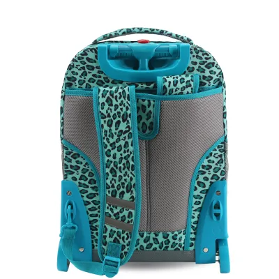 J World New York Sunrise Kids Rolling Backpack - MINT LEOPARD