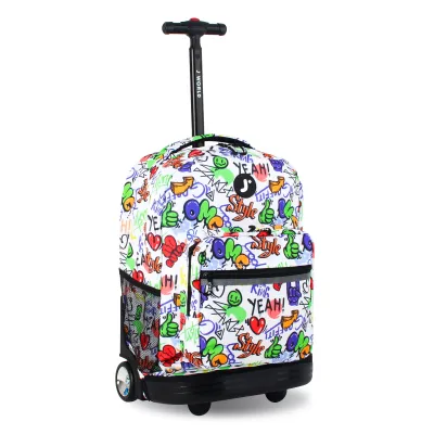 J World New York Sunrise Kids Rolling Backpack - Street Art