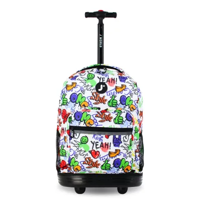 J World New York Sunrise Kids Rolling Backpack - Street Art