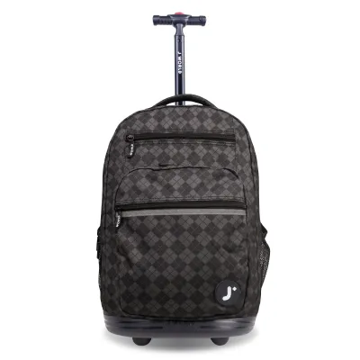 J World New York Sunrise Kids Rolling Backpack - Argyle Black