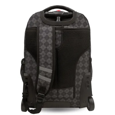 J World New York Sunrise Kids Rolling Backpack - Argyle Black