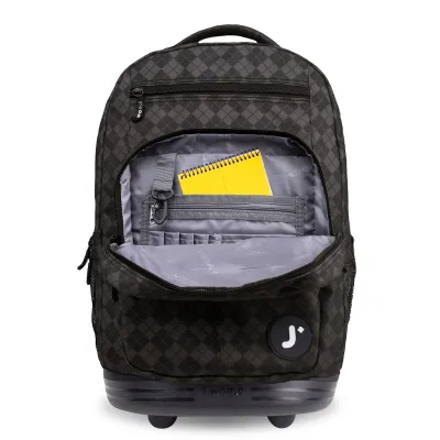 J World New York Sunrise Kids Rolling Backpack - ARGYLE BLACK