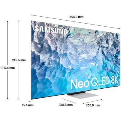 Samsung Smart TV, Neo QLED 8K, QN900B, 75 Inch, Bright Silver, Quantum HDR 64x, Dolby Atm (2022)