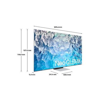 Samsung Smart TV, Neo QLED 8K, Qn900B, 85 Inch, Bright Silver, 2022, Quantum Hdr 64X, Dolby Atmos Audio, Smart Hub, With 12 Speakers And In-Built Woofer, Mini LED, Qa85Qn900Buxzn
