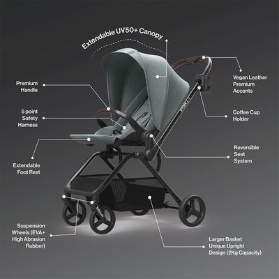 Teknum Stroll - 1 Reversible Travel Stroller - Olive Green