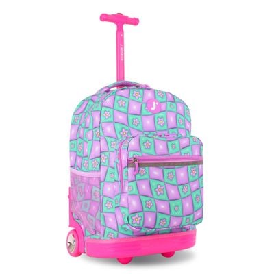 J World New York Sunrise Kids Rolling Backpack - Puffy Flower