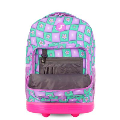J World New York Sunrise Kids Rolling Backpack - Puffy Flower