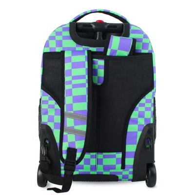 J World New York Sunrise Kids Rolling Backpack - Pixel Checkers