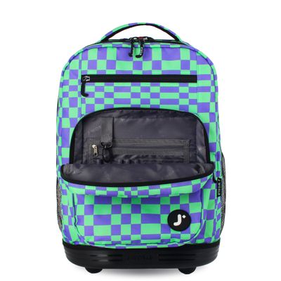 J World New York Sunrise Kids Rolling Backpack - Pixel Checkers