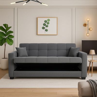 Alba Sofa Cum Bed – 3 Seater Fabric Sofa Bed for Living Room | Modern Convertible Sofa with Sleeping Function | Space-Saving Sofa Bed for Home & Guest Use 