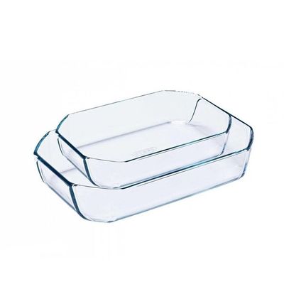 Pyrex Inspiration Rectangular Roasters Set of 2 – 2.5L & 3.2L Borosilicate Glass Roasters for Oven-to-Table Serving