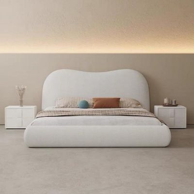 Maple Home Bed Frame Fleece Fabric Wrap Wooden Platform Bed Upholstered Premium Bedroom Apartments Villa Beds(King 180*200)
