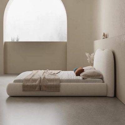 Maple Home Bed Frame Fleece Fabric Wrap Wooden Platform Bed Upholstered Premium Bedroom Apartments Villa Beds(King 180*200)
