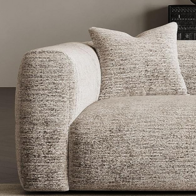 Modern Textured Fabric Sofa, 3-Seater Contemporary Living Room Couch with Throw Pillows, L230xW110xH75 - Beige