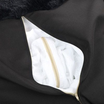 Luxe Decora Largo | Long-Haired Fur Bean Bag for Exotic Luxurious Comfort | With Polystyrene Beads Filling | Best for Kids and Adults (Black, Large)