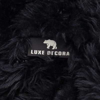 Luxe Decora Largo | Long-Haired Fur Bean Bag for Exotic Luxurious Comfort | With Polystyrene Beads Filling | Best for Kids and Adults (Black, Large)