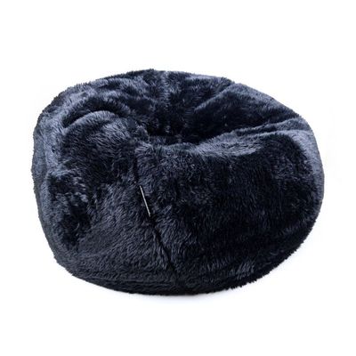 Luxe Decora Largo | Long-Haired Fur Bean Bag for Exotic Luxurious Comfort | With Polystyrene Beads Filling | Best for Kids and Adults (Black, X-Large)