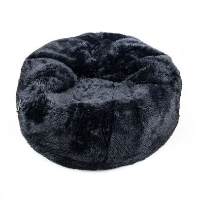 Luxe Decora Largo | Long-Haired Fur Bean Bag for Exotic Luxurious Comfort | With Polystyrene Beads Filling | Best for Kids and Adults (Black, X-Large)