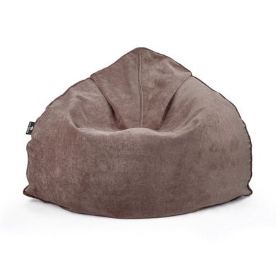 Luxe Decora Crest Bean Bag | Premium Soft Woven Fabric Bean Bag with Unique Crest Shape | Water Repellent | Washable | Filled with Polystyrene Beads | Kids & Adults (Mocha Brown, Small)