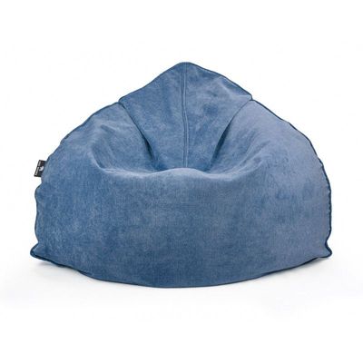 Luxe Decora Crest Bean Bag | Premium Soft Woven Fabric Bean Bag with Unique Crest Shape | Water Repellent | Washable | Filled with Polystyrene Beads | Kids & Adults (Sapphire Blue, Small)